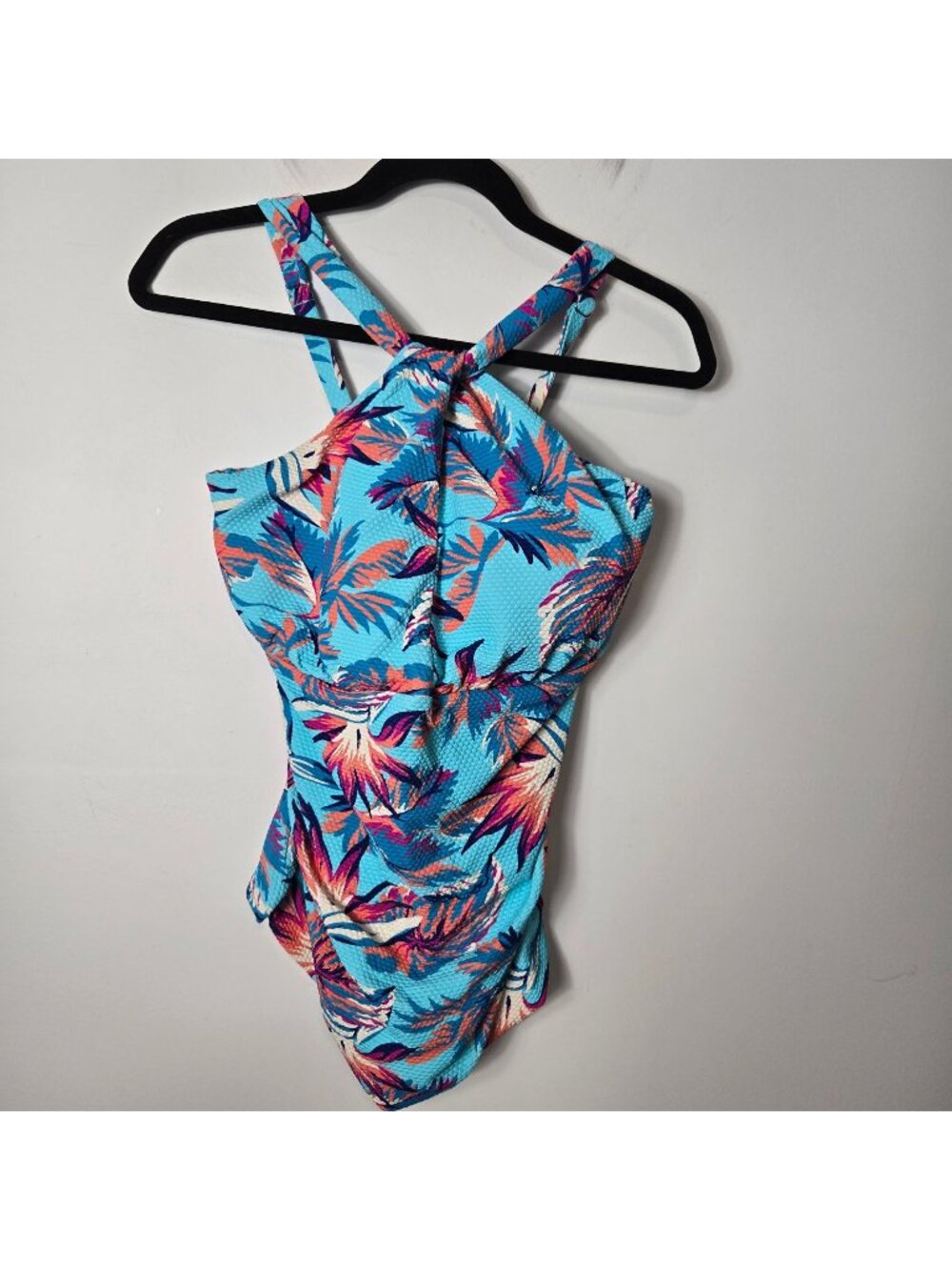 Birdsong Size 36H High-Neck Underwire Floral Tankini Swim Top Tropical NEW
